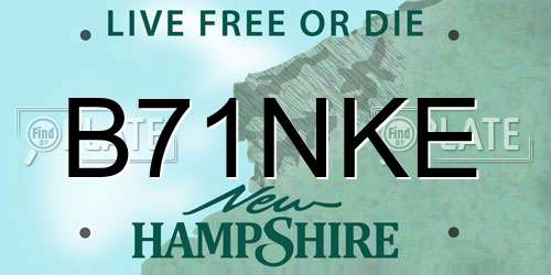 B71NKE New Hampshire License Plate