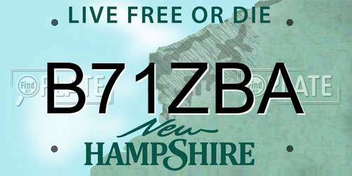 B71ZBA New Hampshire License Plate
