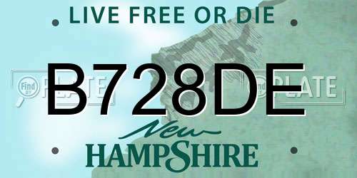 B728DE New Hampshire License Plate