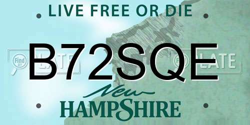 B72SQE New Hampshire License Plate