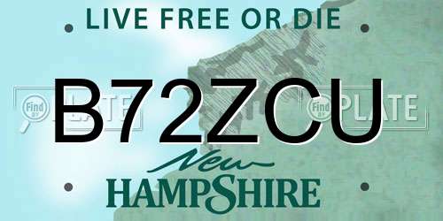 B72ZCU New Hampshire License Plate