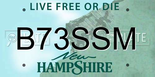 B73SSM New Hampshire License Plate