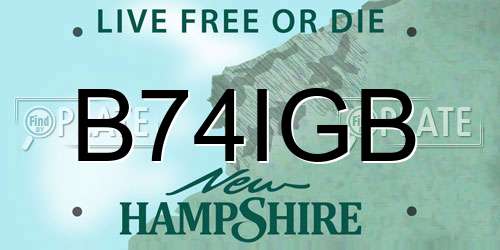B74IGB New Hampshire License Plate