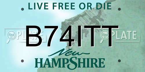 B74ITT New Hampshire License Plate