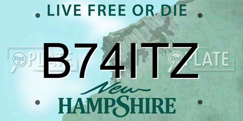 B74ITZ New Hampshire License Plate