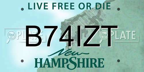 B74IZT New Hampshire License Plate