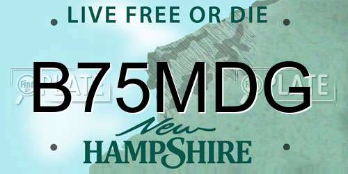 B75MDG New Hampshire License Plate