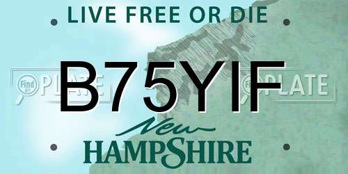 B75YIF New Hampshire License Plate