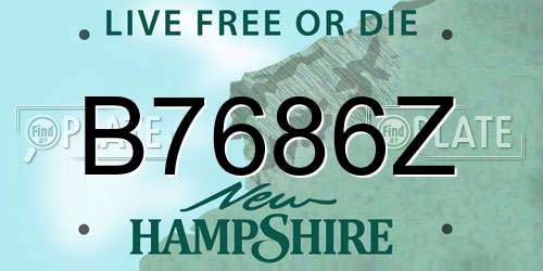 B7686Z New Hampshire License Plate