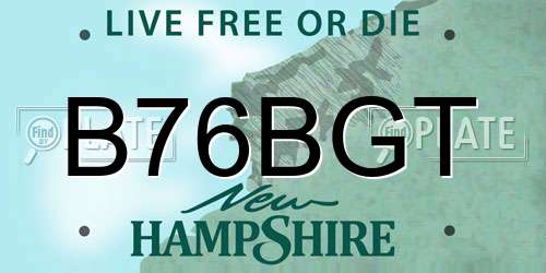 B76BGT New Hampshire License Plate