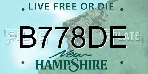 B778DE New Hampshire License Plate