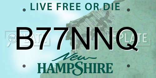 B77NNQ New Hampshire License Plate