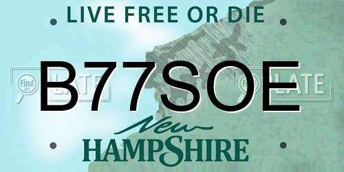 B77SOE New Hampshire License Plate