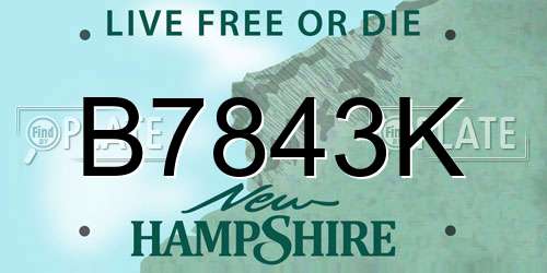 B7843K New Hampshire License Plate