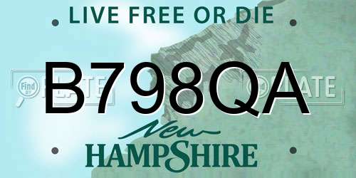 B798QA New Hampshire License Plate