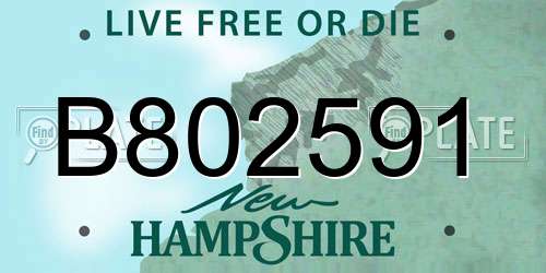 B802591 New Hampshire License Plate