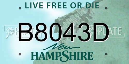 B8043D New Hampshire License Plate