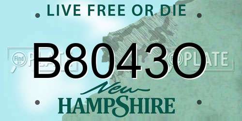 B8043O New Hampshire License Plate