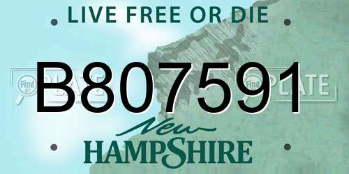 B807591 New Hampshire License Plate