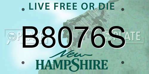 B8076S New Hampshire License Plate