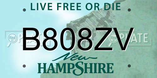 B808ZV New Hampshire License Plate