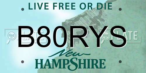 B80RYS New Hampshire License Plate