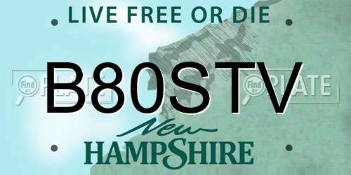 B80STV New Hampshire License Plate