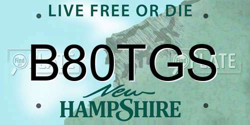 B80TGS New Hampshire License Plate