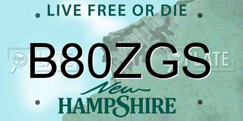 B80ZGS New Hampshire License Plate