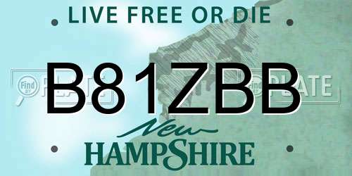 B81ZBB New Hampshire License Plate