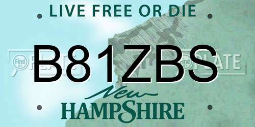 B81ZBS New Hampshire License Plate