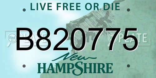 B820775 New Hampshire License Plate