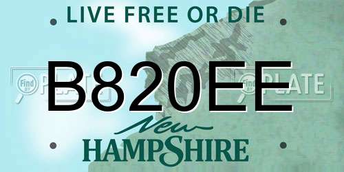 B820EE New Hampshire License Plate