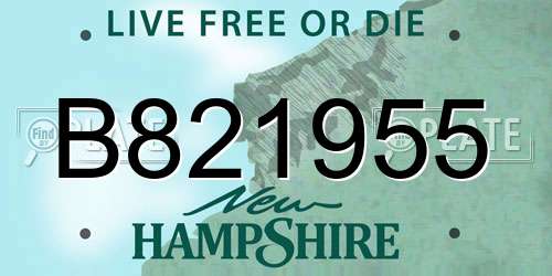 B821955 New Hampshire License Plate