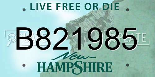 B821985 New Hampshire License Plate