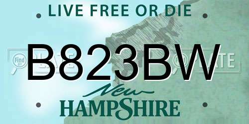 B823BW New Hampshire License Plate