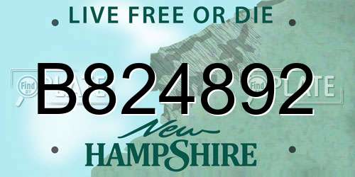 B824892 New Hampshire License Plate
