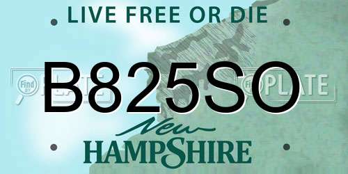 B825SO New Hampshire License Plate