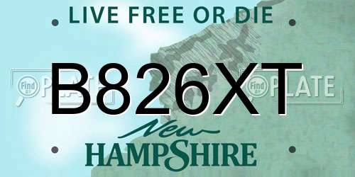 B826XT New Hampshire License Plate