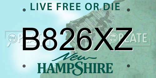 B826XZ New Hampshire License Plate
