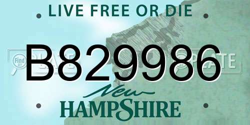 B829986 New Hampshire License Plate
