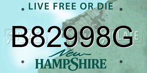 B82998G New Hampshire License Plate