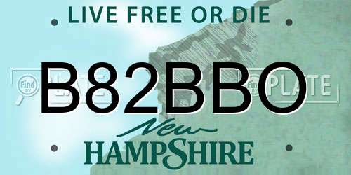 B82BBO New Hampshire License Plate