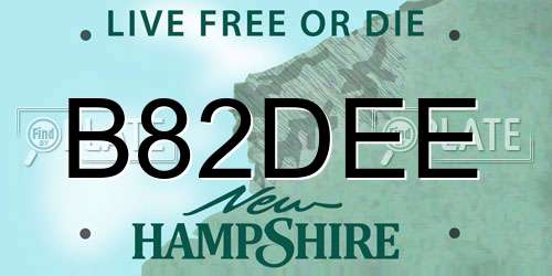 B82DEE New Hampshire License Plate