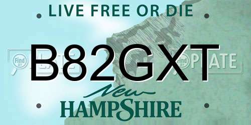 B82GXT New Hampshire License Plate