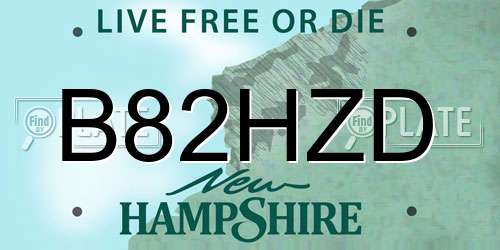 B82HZD New Hampshire License Plate