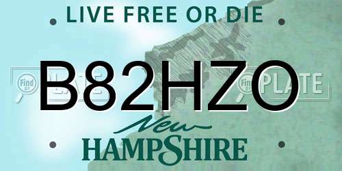 B82HZO New Hampshire License Plate