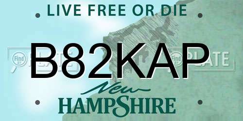 B82KAP New Hampshire License Plate