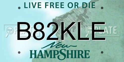 B82KLE New Hampshire License Plate