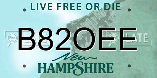 B82OEE New Hampshire License Plate